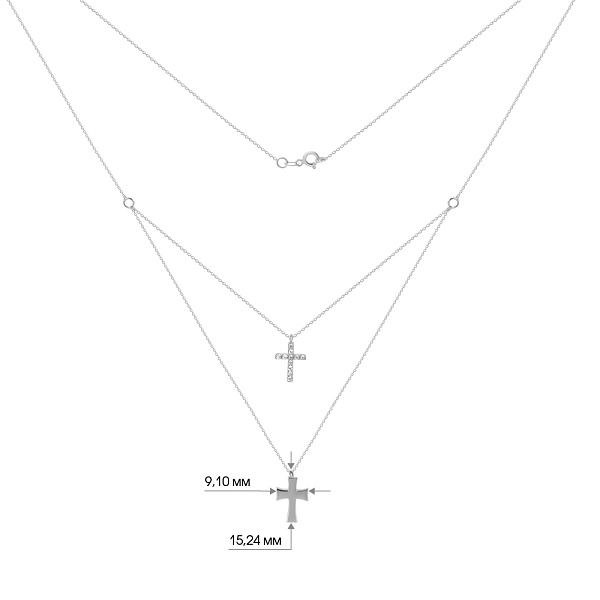 Золотое многослойное колье из белого золота с крестиками (арт. 351428б) – изображение 4