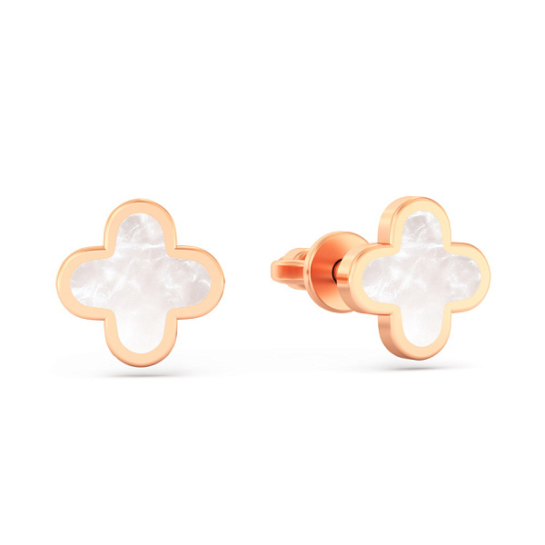 Золотые пусеты Клевер без камней (арт. 111212еп) – изображение 1