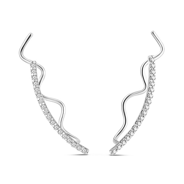 Сережки-клаймбери з білого золота з діамантами  (арт. С011395015б) – зображення 1