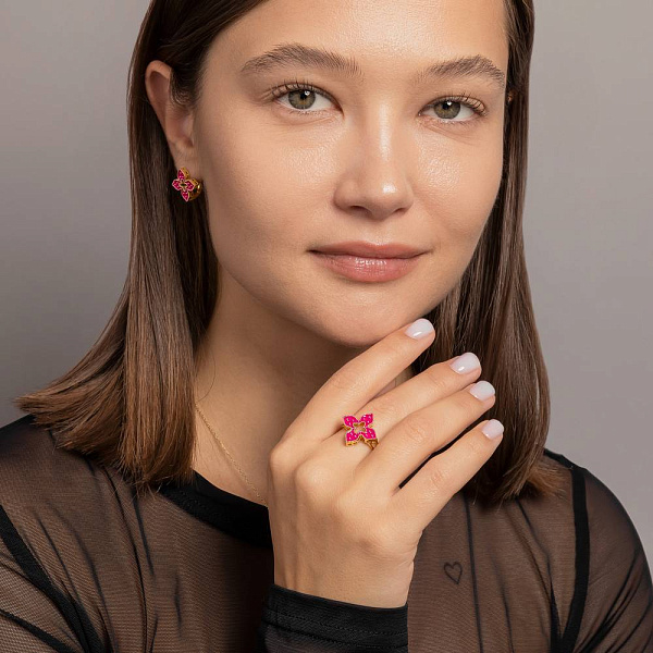 Каблучка з жовтого золота Конюшина з емаллю (арт. 156531/15жемлн) – зображення 3