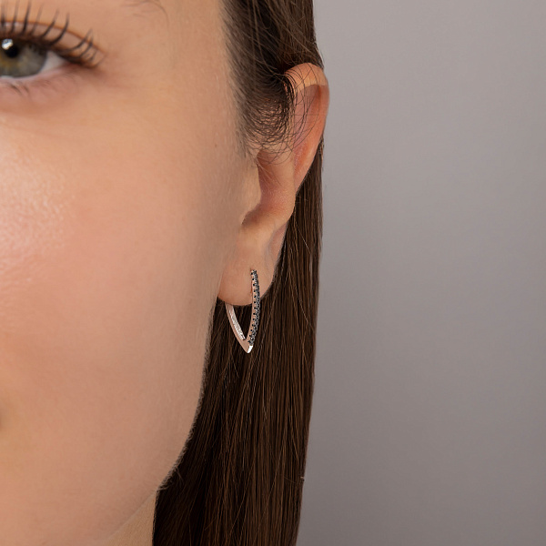 Сережки з білого золота з діамантами (арт. С011191015бч) – зображення 4