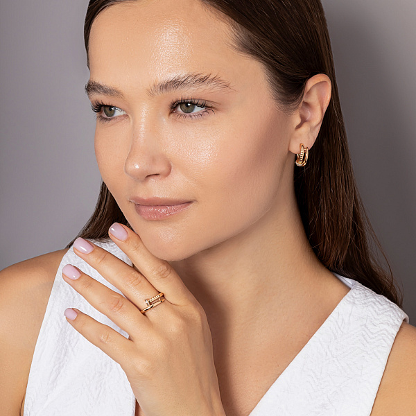 Золоті сережки Цвях  з фіанітами (арт. 1091941) – зображення 5