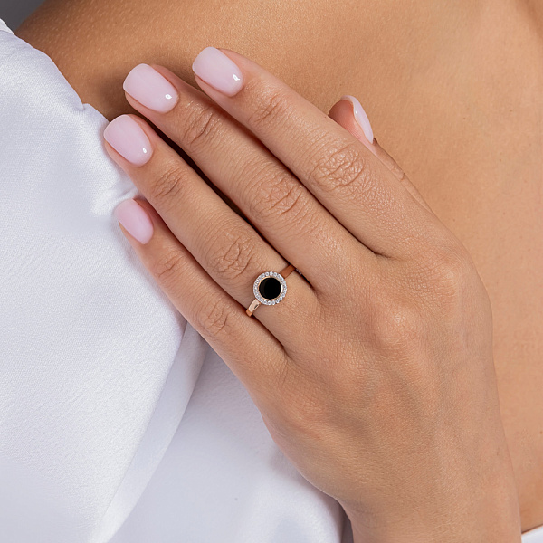 Кольцо Лýна из красного золота с эмалью и фианитами (арт. 141219еч) – изображение 5