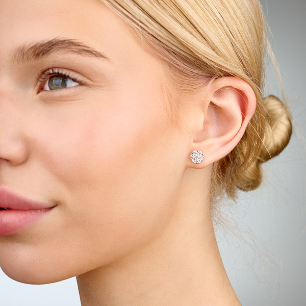 Сережки-пусети з червоного золота з фіанітами (арт. 111168) – зображення 2