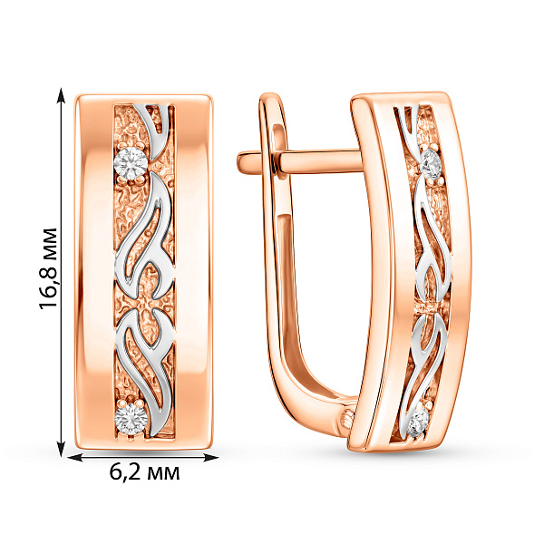Серьги из красного золота с фианитами (арт. 115100) – изображение 2