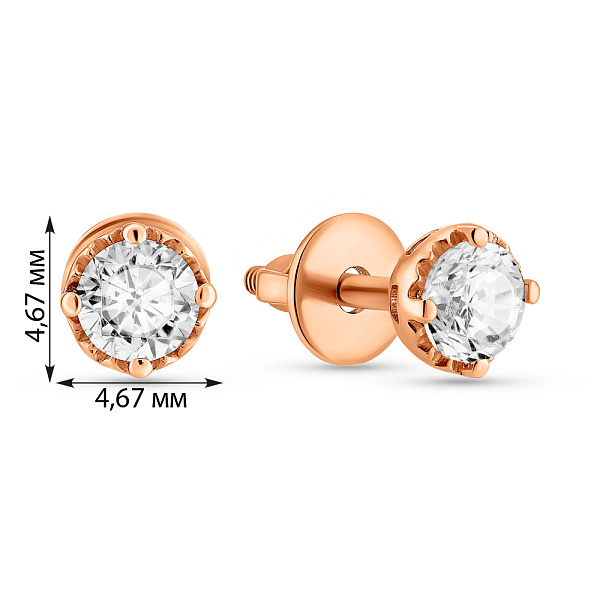 Золоті сережки-пусети з фіанітами (арт. 110514) – зображення 3