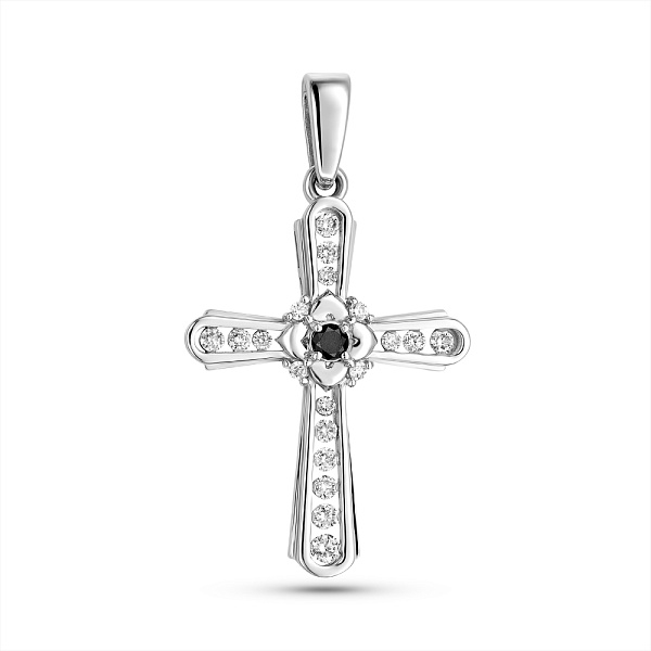 Крестик из белого золота с бриллиантами (арт. П011470020бч) – изображение 1