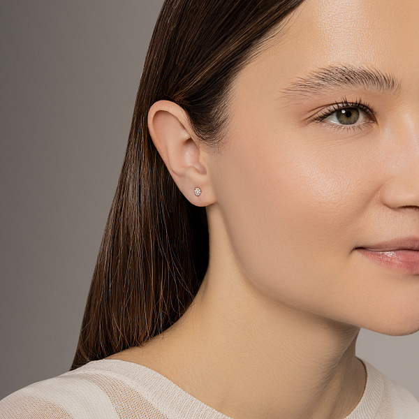 Пусеты из красного золота с бриллиантами (арт. Т011879010) – изображение 3