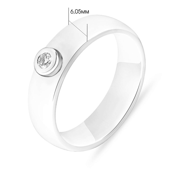 Каблучка з золота та кераміки з діамантом (арт. К011228005бб) – зображення 6