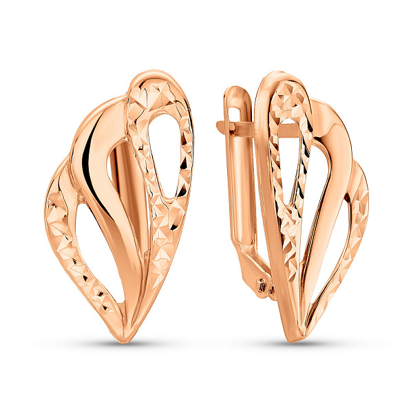 Сережки з червоного золота з алмазною гранню (арт. 108869) – зображення 1