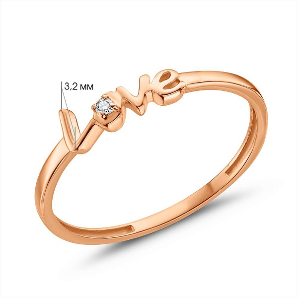 Каблучка Love з золота з одним діамантом (арт. К011344) – зображення 3