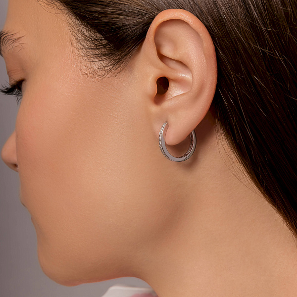 Золоті сережки-конго з доріжкою із діамантів (арт. С011317060б) – зображення 3