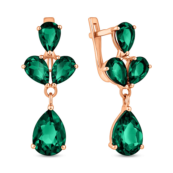 Сережки-підвіски з золота з кварцом (арт. 110676Пз) – зображення 1