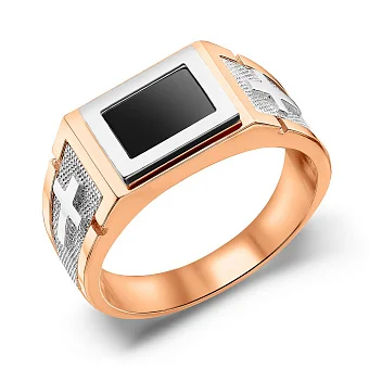 Золотий перстень з оніксом (арт. 180535кбо)