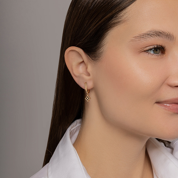 Золотые серьги Клевер (арт. 1091124еч) – изображение 3