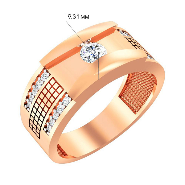 Золота печатка з фіанітами (арт. 170075) – зображення 3