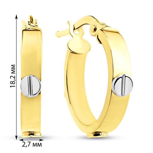 Сережки-кільця з жовтого і білого золота (арт. 105014/15жб) – зображення 2