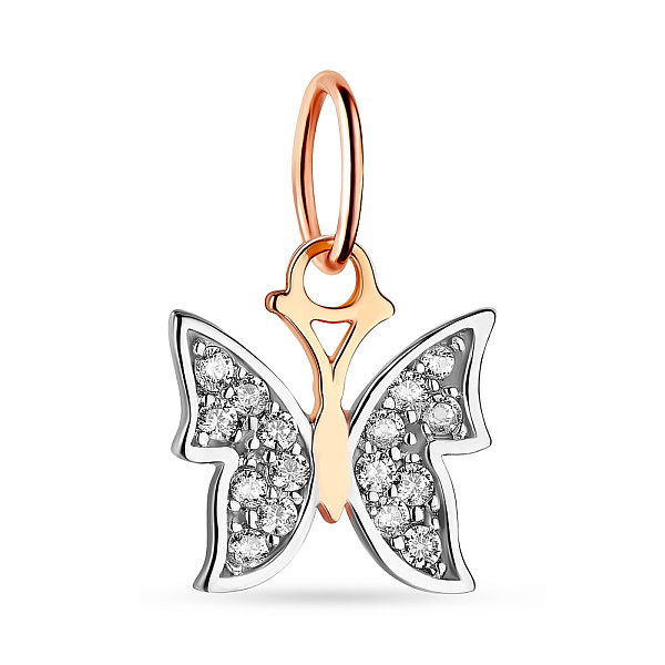 Кулон из красного золота Бабочка с фианитами (арт. 424044) – изображение 1