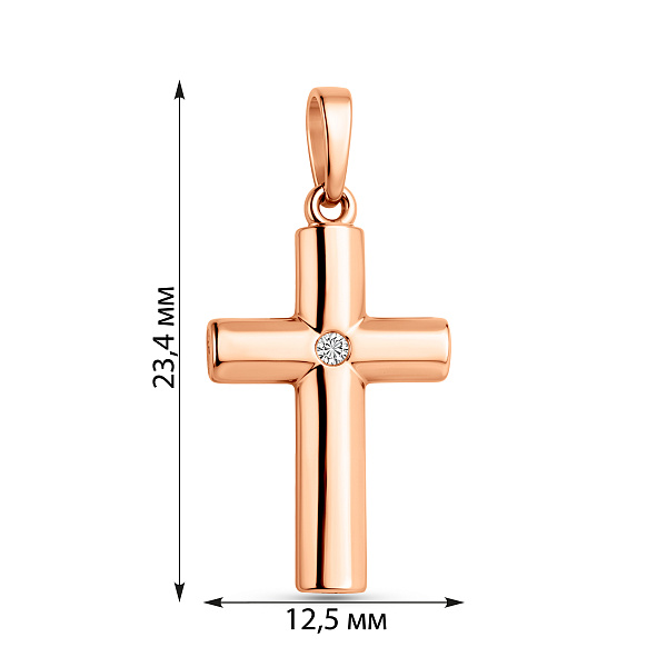 Золотая подвеска-крестик с фианитом (арт. 440561) – изображение 2