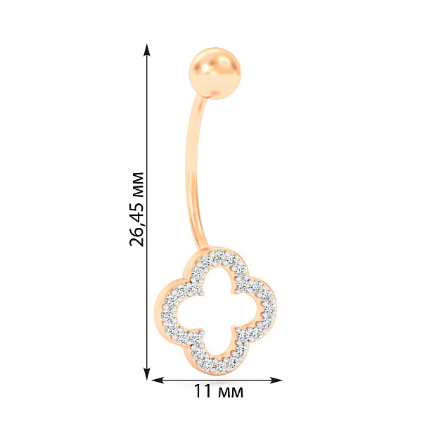 Пирсинг в пупок из красного золота с фианитами (арт. 360249) – зображення 2