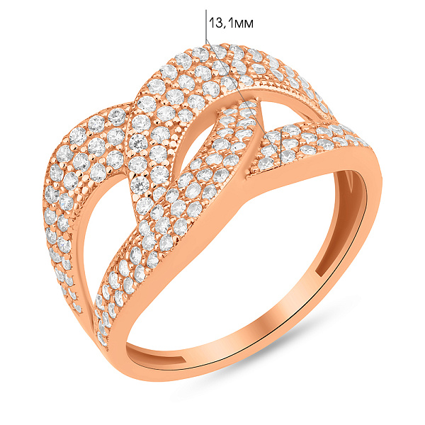 Золотое кольцо Звенья с фианитами (арт. 156510) – изображение 2