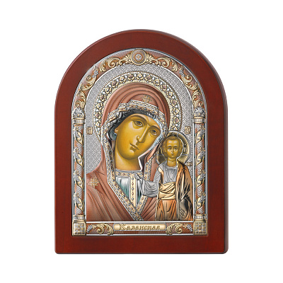 Серебряная икона &quot;Богородица Казанская&quot; (200х150 мм) (арт. 84124 4L COL)