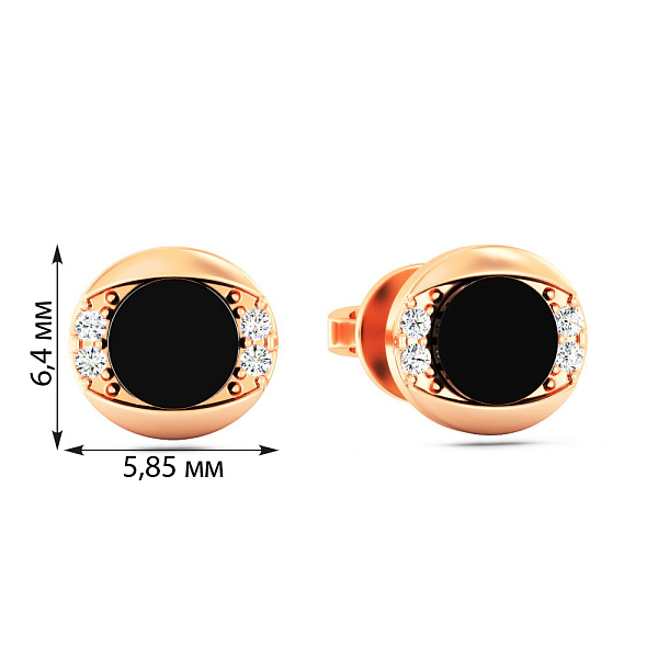 Золоті сережки Лýна з оніксом і фіанітами (арт. 110991о) – зображення 3