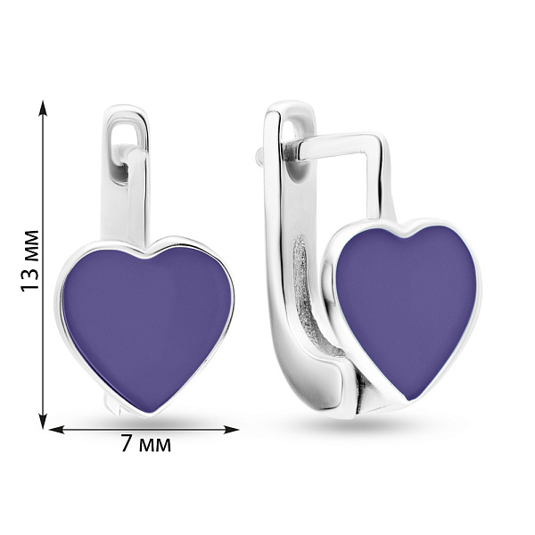 Серебряные серьги для детей с фиолетовой эмалью  (арт. 7502/3175еф) – изображение 2