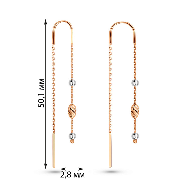Серьги из красного и белого золота (арт. 1091540кб) – изображение 2