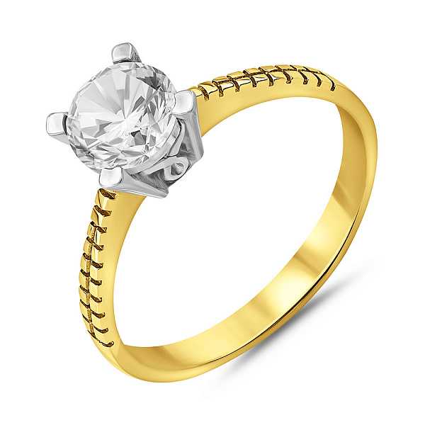 Золотое кольцо с одним фианитом (арт. 153726ж) – изображение 1