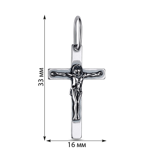 Срібний натільний хрестик з розп'яттям (арт. 7904/3516-ч) – зображення 2