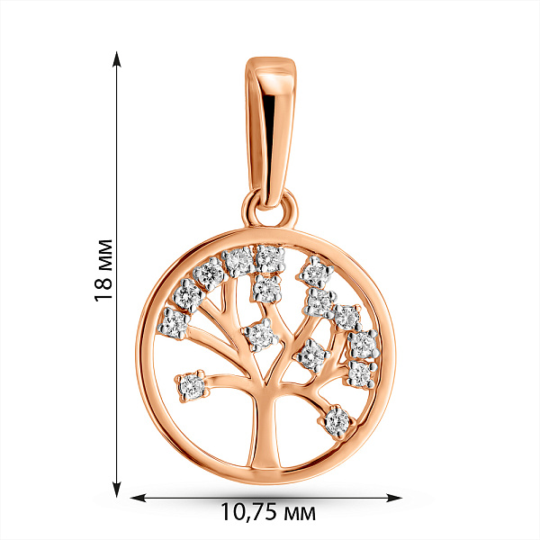 Золотий кулон Дерево життя з діамантами (арт. П011372005) – зображення 4