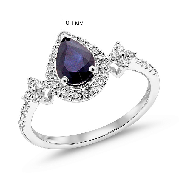 Золотое кольцо с бриллиантами и сапфиром (арт. К341535020бс) – изображение 5