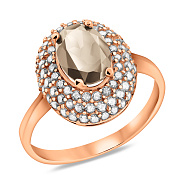 Золота каблучка з кварцом і фіанітами (арт. 151272к)