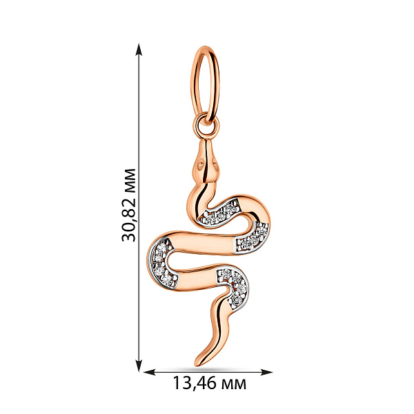 Кулон из красного золота "Змея" (арт. 424099) – изображение 2