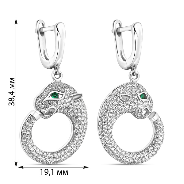 Серебряные серьги с альпинитами и фианитами (арт. 7502/9521аз) – изображение 2