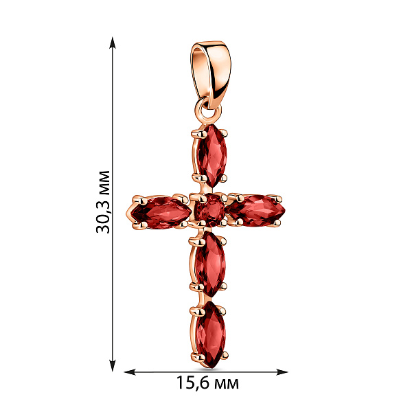 Золотий хрестик з гранатом (арт. 440918Пк) – зображення 3