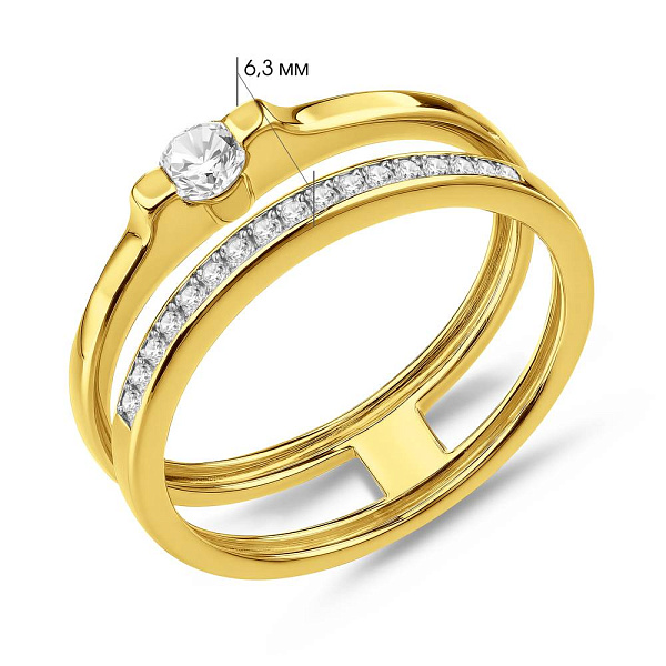 Подвійна каблучка з золота з фіанітами (арт. 140775ж) – зображення 2