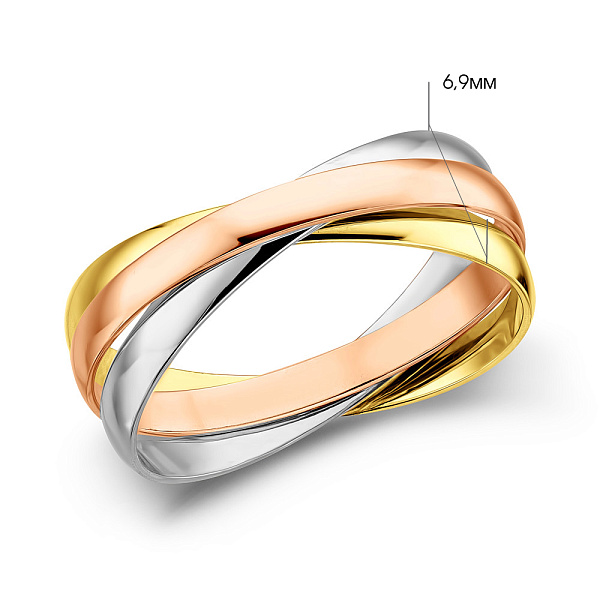 Потрійна обручка з комбінованого золота Трініті (арт. 239184) – зображення 4