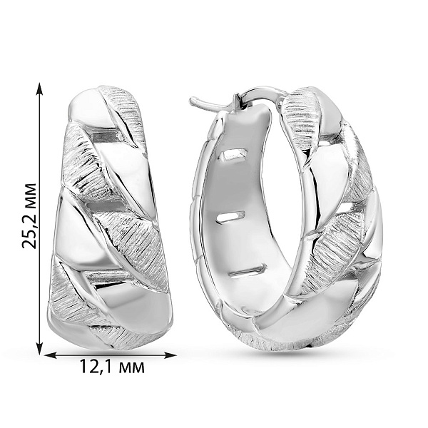 Серьги-кольца из белого золота Francelli (арт. е1091809/25б) – изображение 3