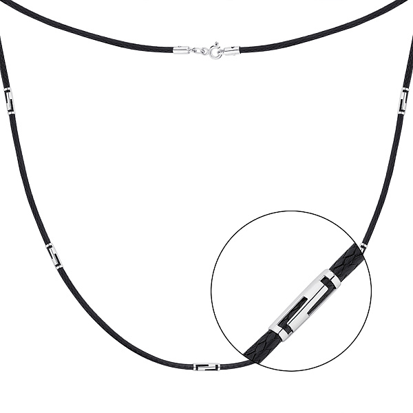 Ювелирный шнурок из шелка с серебряными вставками (арт. 7307/2027/5) – изображение 1