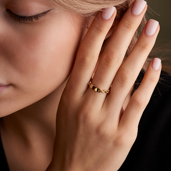 Каблучка з жовтого золота без каміння "Ланки" (арт. 140849ж) – зображення 2