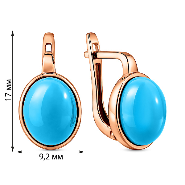 Сережки из красного золота с бирюзой (арт. 111146ПюГГ) – изображение 2