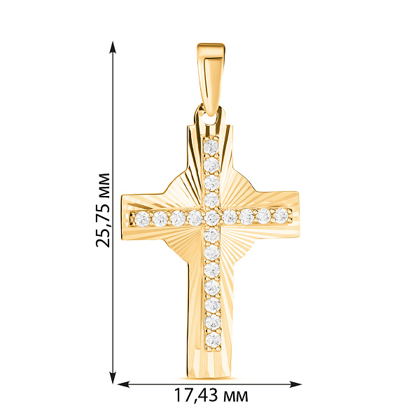Хрестик з жовтого золота з фіанітами (арт. 443832ж) – зображення 2