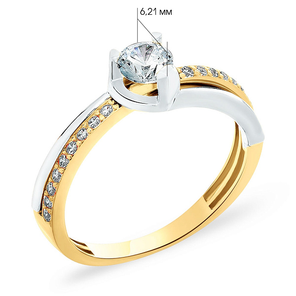 Золотое кольцо с фианитами (арт. 140620ж) – изображение 2