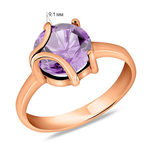 Каблучка золота з аметистом (арт. 153527А) – зображення 2