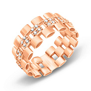 Широкое кольцо из золота с фианитами (арт. 155664)