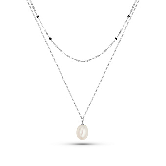 Серебряное колье с жемчугом (арт. 7507/2306жб)