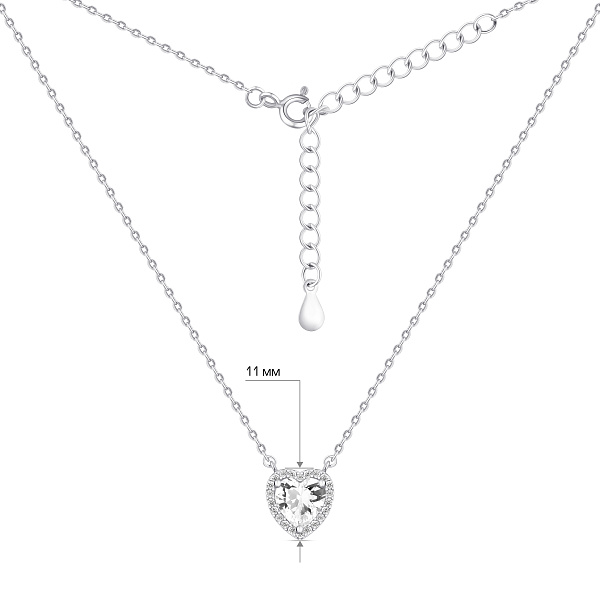 Серебряное колье Сердце с фианитами (арт. 7507/1770) – изображение 3