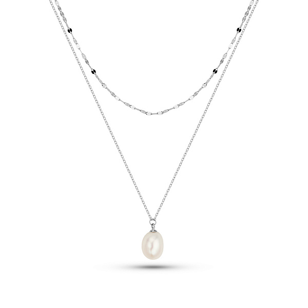 Срібне кольє з перлиною (арт. 7507/2306жб) – зображення 1
